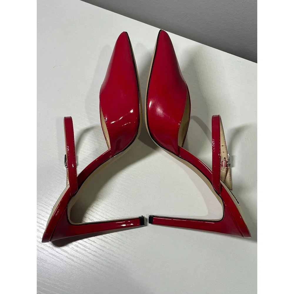 Nine West Red Patent Leather Pointed Toe Mary Jane Stiletto Heels Womens Size 7M